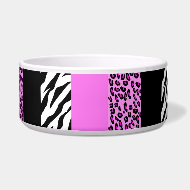 Leopard Print, Zebra Print, Animal Print, Roze Voerbakje (Voorkant)
