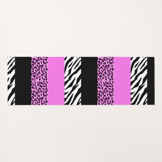 Leopard Print, Zebra Print, Animal Print, Roze Yogamat (Achterkant (horizontaal))