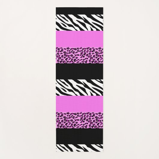Leopard Print, Zebra Print, Animal Print, Roze Yogamat (Voorkant)