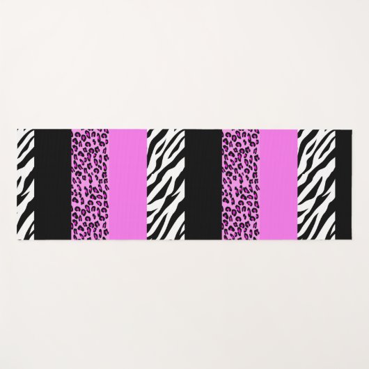 Leopard Print, Zebra Print, Animal Print, Roze Yogamat (Voorkant (horizontaal))