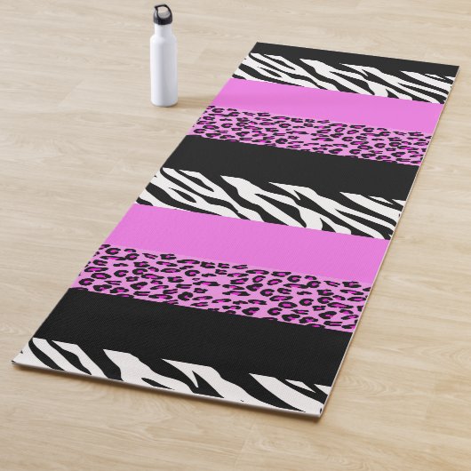 Leopard Print, Zebra Print, Animal Print, Roze Yogamat (In situ)