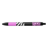 Leopard Print, Zebra Print, Animal Print, Roze Zwarte Inkt Pen (Voorkant)