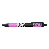 Leopard Print, Zebra Print, Animal Print, Roze Zwarte Inkt Pen (Bovenkant)