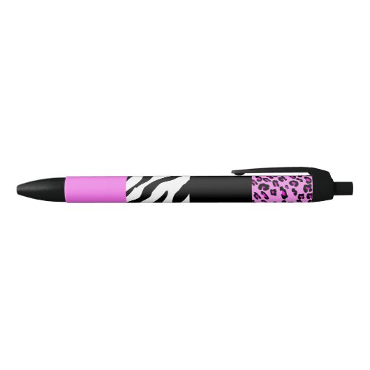 Leopard Print, Zebra Print, Animal Print, Roze Zwarte Inkt Pen (Bovenkant)