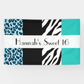 Leopard Print, Zebra Print, Blue, Sweet 16 Spandoek (Horizontaal)