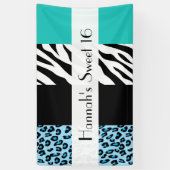 Leopard Print, Zebra Print, Blue, Sweet 16 Spandoek (Verticaal)