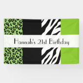 Leopard Print, Zebra Print, Green, Birthday Spandoek (Horizontaal)