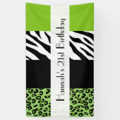 Leopard Print, Zebra Print, Green, Birthday Spandoek (Verticaal)