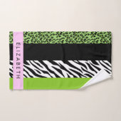 Leopard Print, Zebra Print, Green, Jouw naam Bad Handdoek (Handdoek)