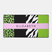 Leopard Print, Zebra Print, Green, Jouw naam Bureaumat (Voorkant)