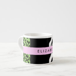 Leopard Print, Zebra Print, Green, Jouw naam Espresso Kop