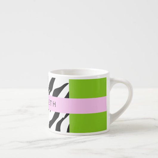 Leopard Print, Zebra Print, Green, Jouw naam Espresso Kop (Rechts)