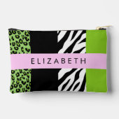 Leopard Print, Zebra Print, Green, Jouw naam Etui (Achterkant)