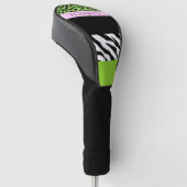 Leopard Print, Zebra Print, Green, Jouw naam Golfheadcover (Schuin)