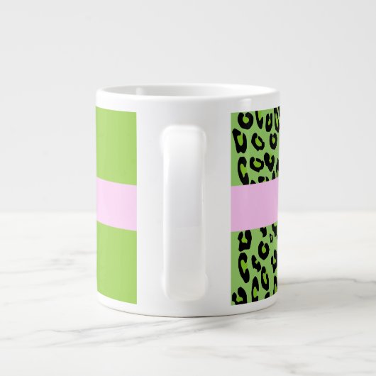 Leopard Print, Zebra Print, Green, Jouw naam Grote Koffiekop (Achterkant)