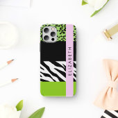 Leopard Print, Zebra Print, Green, Jouw naam iPhone Hoesje