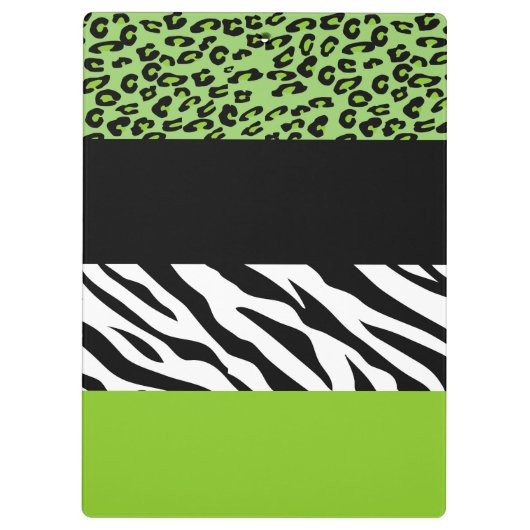 Leopard Print, Zebra Print, Green, Jouw naam Klembord (Achterkant)