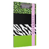 Leopard Print, Zebra Print, Green, Jouw naam Klembord (Rechts)