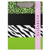 Leopard Print, Zebra Print, Green, Jouw naam Klembord (Voorkant)