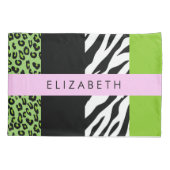 Leopard Print, Zebra Print, Green, Jouw naam Kussensloop (Achterkant)