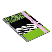 Leopard Print, Zebra Print, Green, Jouw naam Notitieboek (Rechterzijde)