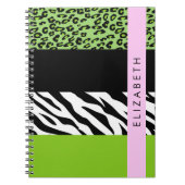 Leopard Print, Zebra Print, Green, Jouw naam Notitieboek (Voorkant)