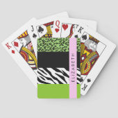 Leopard Print, Zebra Print, Green, Jouw naam Pokerkaarten (Achterkant)