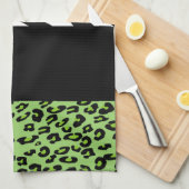 Leopard Print, Zebra Print, Green, Jouw naam Theedoek (Quarter Fold)