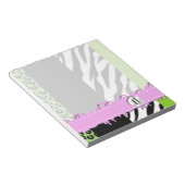 Leopard Print, Zebra Print, Green, Monogram Notitieblok (Schuin)