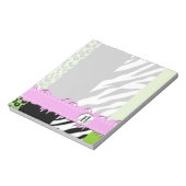 Leopard Print, Zebra Print, Green, Monogram Notitieblok (Linkerzijde)