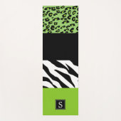 Leopard Print, Zebra Print, Green, Monogram Yogamat (Voorkant)