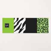 Leopard Print, Zebra Print, Green, Monogram Yogamat (Voorkant (horizontaal))