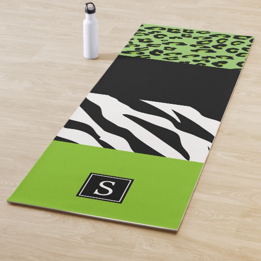 Leopard Print, Zebra Print, Green, Monogram Yogamat (In situ)