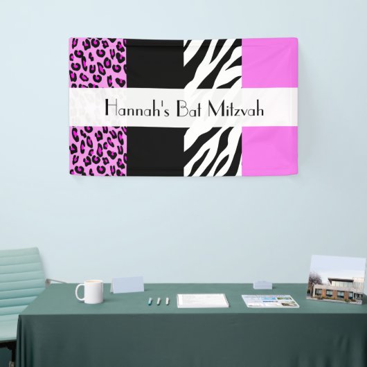 Leopard Print, Zebra Print, Roze, BBT Mitzvah Spandoek (Beurs)