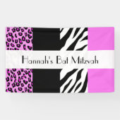 Leopard Print, Zebra Print, Roze, BBT Mitzvah Spandoek (Horizontaal)