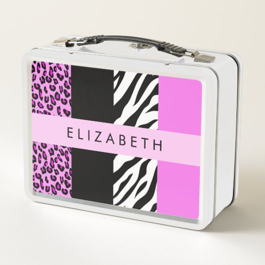 Leopard Print, Zebra Print, Roze, Jouw naam (Achterkant)