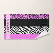 Leopard Print, Zebra Print, Roze, Jouw naam Bad Handdoek (Handdoek)