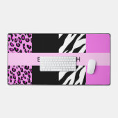 Leopard Print, Zebra Print, Roze, Jouw naam Bureaumat (Keyboard & Muis)