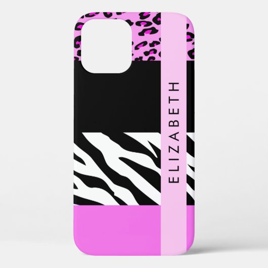 Leopard Print, Zebra Print, Roze, Jouw naam Case-Mate iPhone Case (Achterkant)