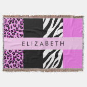 Leopard Print, Zebra Print, Roze, Jouw naam Deken (Voorkant)