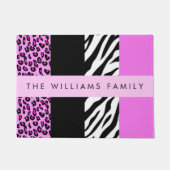 Leopard Print, Zebra Print, Roze, Jouw naam Deurmat (Voorkant)