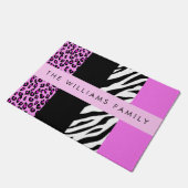 Leopard Print, Zebra Print, Roze, Jouw naam Deurmat (Schuin)