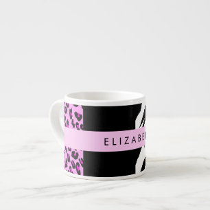Leopard Print, Zebra Print, Roze, Jouw naam Espresso Kop