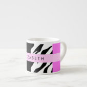Leopard Print, Zebra Print, Roze, Jouw naam Espresso Kop (Voorkant rechts)