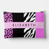 Leopard Print, Zebra Print, Roze, Jouw naam Etui (Achterkant)