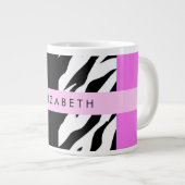 Leopard Print, Zebra Print, Roze, Jouw naam Grote Koffiekop (Voorkant rechts)