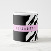 Leopard Print, Zebra Print, Roze, Jouw naam Grote Koffiekop (Voorkant)