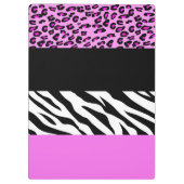 Leopard Print, Zebra Print, Roze, Jouw naam Klembord (Achterkant)