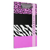 Leopard Print, Zebra Print, Roze, Jouw naam Klembord (Rechts)