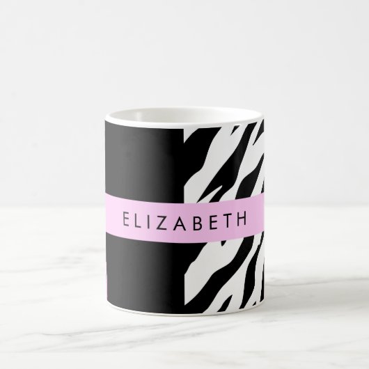 Leopard Print, Zebra Print, Roze, Jouw naam Koffiemok (Center)